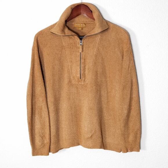 Barefoot Dreams Women’s Sweater Neutral Slow Fashion Cozy Minimalism Camel Zip S - Picture 1 of 8